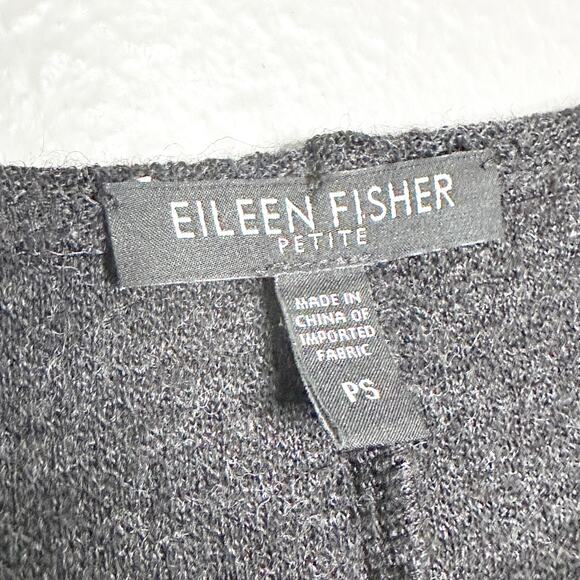 Eileen Fisher 100% Wool Maxi Dress Elbow Sleeve Scoop Neck Charcoal Gray Small P - Picture 4 of 12
